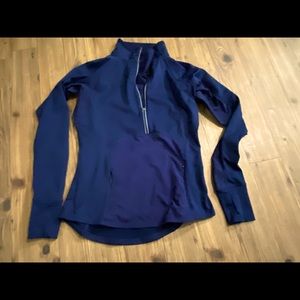 Navy Athleta 1/4 zip pullover, dry fit material.